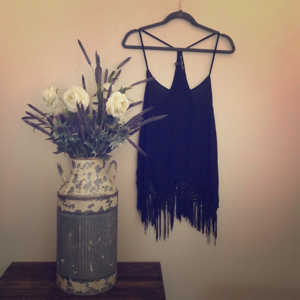 Black fringe tank top